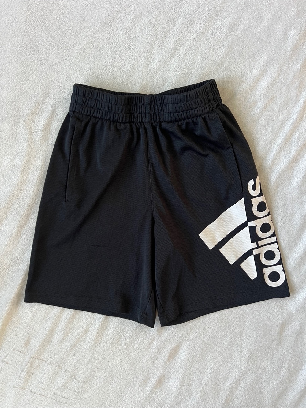 Boys adidas Black Shorts with White Logo Panel